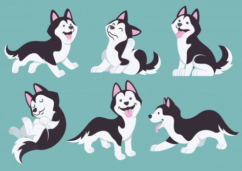 Husky dog cartoon set Premium Vector | Premium Vector #Freepik #vector #family #dog #cartoon #animal Husky Cartoon, Husky Drawing, Cute Husky, Dog Cartoon, 강아지 그림, Dog Vector, Dog Illustration, Husky Dogs, Dog Drawing