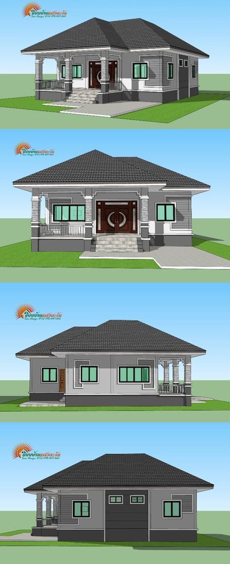 Flat House Design, Single Storey House, Four Bedroom House Plans, Modern Bungalow House Plans, Modern Bungalow House Design, Three Bedroom House Plan, Bungalow Style House, One Storey House, Bungalow Style House Plans