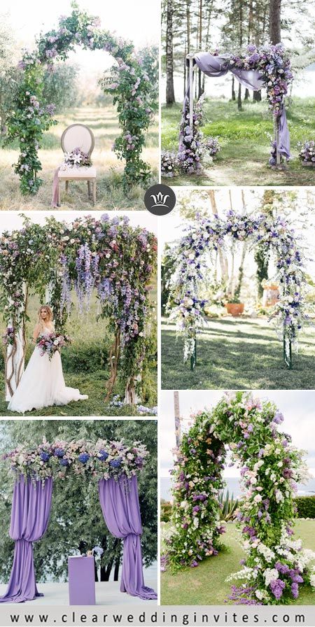 30 Natural Purple and Green Wedding Ideas for Early Fall – Clear Wedding Invites Wedding Ceremony Floral Arch, Purple Wedding Ceremony, Lavender Wedding Theme, Purple And Green Wedding, Violet Wedding, Purple Wedding Theme, Wedding Colors Purple, Sage Wedding, Lilac Wedding