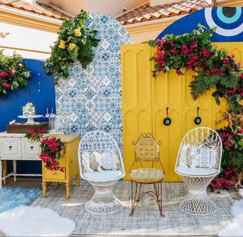 Mediterranean Theme Party Decor, Capri Party Decor, Sorrento Bridal Shower Theme, Amalfi Coast Balloon Arch, Mediterranean Photo Backdrop, Mediterranean Party Backdrop, Talavera Theme Party, Santorini Theme Decor, Lemon Party Theme Decorations