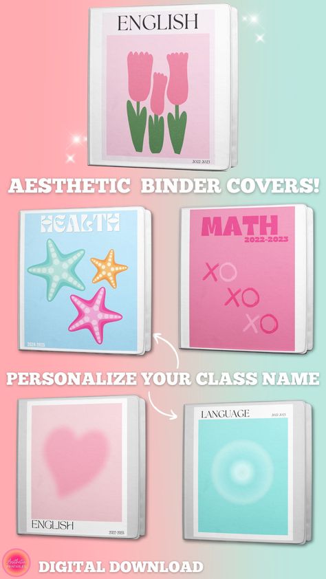 ➡ Hey girl! ⚡Are you tired of your binders looking as dull as yesterday's homework? Well, worry no more! Step into the world of aesthetic perfection with our fabulous binder covers designed to make all your classmates super jelly! These preppy aesthetic and super cool binder covers will transform your school supplies from "meh" to "OMG, where'd you get that?!" 🎀💖 Decorate Binder Cover Ideas, Aesthetic Binder Cover Printable, Aesthetic Binder Cover Ideas, Subject Binder Covers, Printable Binder Covers Free, Binder Covers Aesthetic, Binder Cover Ideas, Custom Binder Covers, Preppy Binder