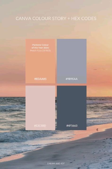 Pantone's Color Of The Year 2024: A Guide To The Year's Color Aesthetic Colour Palette, Aesthetic Colour, Peach Color Palettes, Color Of The Year 2024, Color Design Inspiration, Pantone Colour Palettes, Hex Color Palette, Pantone Color Of The Year, Inspired Aesthetic