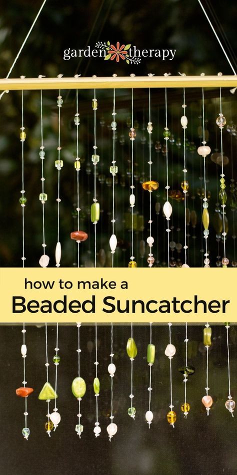 Windchimes Diy, Crystal Suncatchers Diy, Beaded Suncatcher, Beaded Diy, Wind Chimes Homemade, Suncatcher Diy, Diy Suncatchers, Wind Chimes Craft, Diy Wind Chimes