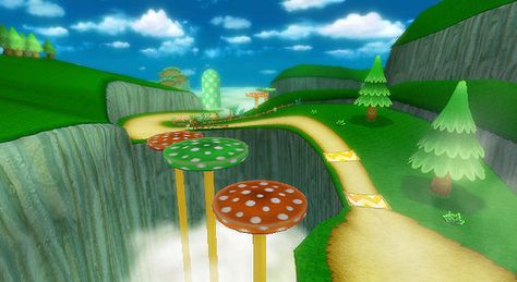 Mushroom Gorge from Mario Kart Wii Wii Aesthetic Wallpaper, Wii Sports Resort, Mario Kart Wii, Wii Sports, 2010s Nostalgia, Funny Feeling, Old Games, Mario Kart, First Video