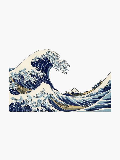 "Great Wave off Kanagawa" Sticker by manddyliu | Redbubble Wellen Tattoo, Wave Drawing, The Great Wave, Great Wave Off Kanagawa, Shirt Print Design, Yellow Aesthetic, Arte Fantasy, Aesthetic Stickers, Art Journal Inspiration