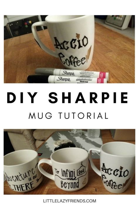 Writing On Mugs, Sharpie Coffee Mugs, Diy Mug Designs, Sharpie Mugs, Diy Sharpie Mug, Sharpie Crafts, Personalized Coffee Cup, Sharpie Mug, Diy Sharpie