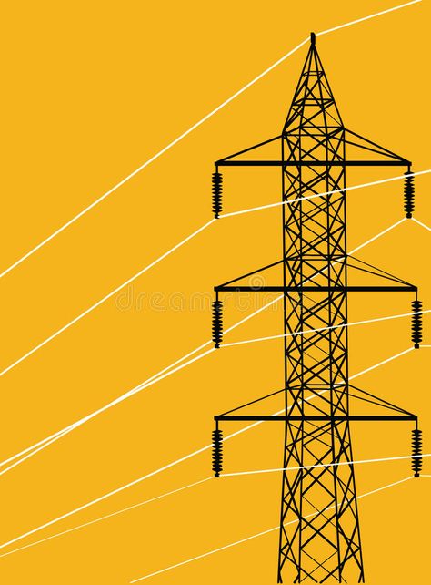 Electricity Design, Electric Power Distribution, Electricity Poster, Sunset Vector, File Illustration, Overhead Power Line, Electric Charge, Power Transmission, Transmission Line