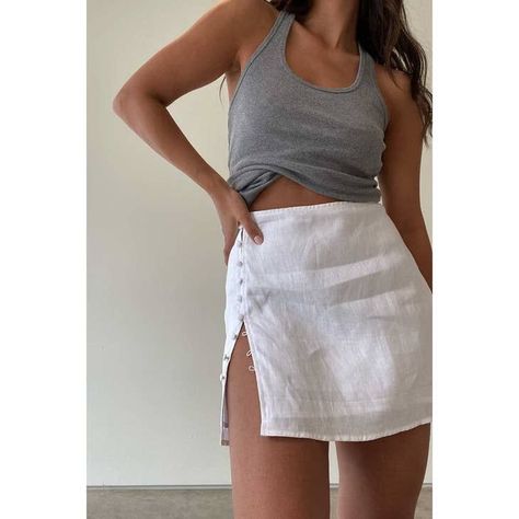 Skirt Fits Summer, White Mini Skirt Outfit, Linen Set Outfit, Linen Skirt Outfit, Mini Skirt Fits, Fits Summer, Linen Mini Skirt, White Linen Skirt, Pool Wear