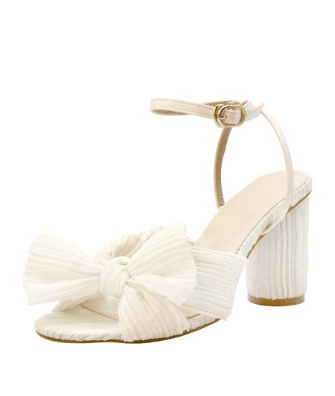 MUCCCUTE SANDALS Open toe Fashion Wedding Insole Design, White Sandals Heels, Bridal Heels, Bow Heels, Platform Heels Chunky, Bow Knot, Chunky Heels Sandals, White Heels, Comfortable Heels