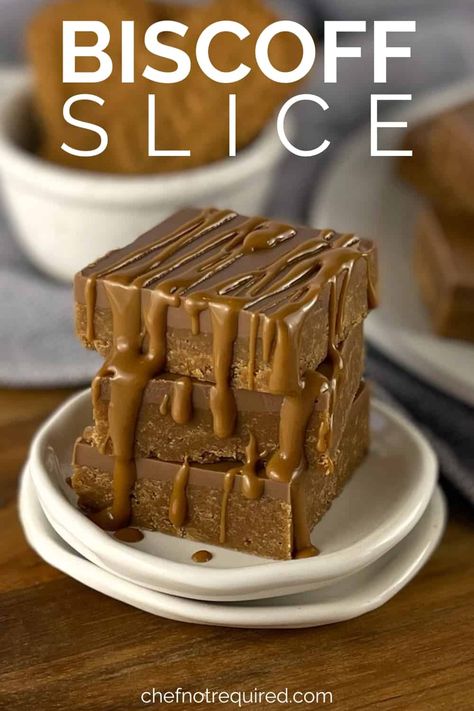 This Biscoff slice recipe is a must for Biscoff lovers! A super easy no bake slice recipe made with plenty of Biscoff spread and a layer of chocolate and Biscoff on top, plus a decadent Biscoff drizzle. With flavours of caramel and cinnamon, this will be one of your favourite recipes this holiday season. Also a great make ahead Biscoff dessert idea. Biscoff Slice, Biscoff Drizzle, Biscoff No Bake, No Bake Slice, Biscoff Desserts, Biscoff Dessert, Traybake Recipes, No Bake Slices, Peach Bread