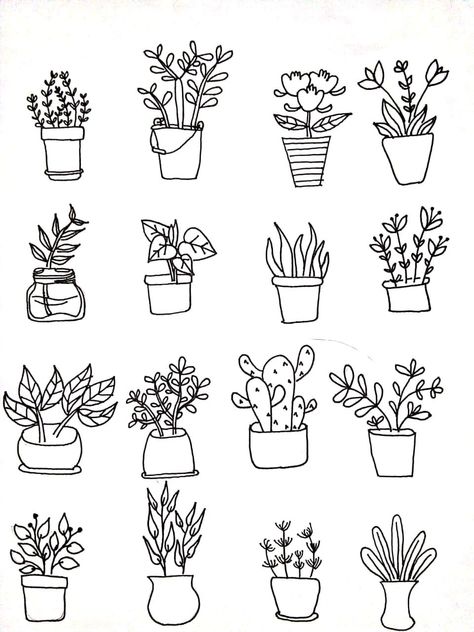 Flower in pot Pot Flowers Drawing, How To Draw Plants Easy, Potted Flower Drawing, Plants In Pots Drawing, Small Plants Drawing, Pot Of Flowers Drawing, Cute Flower Pot Drawing, Draw Plants Easy, Easy Plant Drawings For Beginners