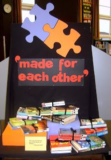 Library Displays: Made for Each Other - Pairing Fiction & Nonfiction Teen Library Displays, School Library Displays, Teen Library, Middle School Libraries, Library Book Displays, High School Library, Library Bulletin Boards, Library Inspiration, Library Boards