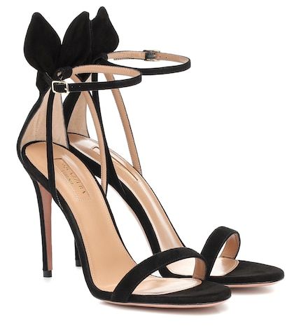 Aquazzura - Tequila 105 leather sandals | Mytheresa Aquazzura Bow Tie, Balenciaga Leather, Aquazzura Shoes, Tie Sandals, Glitter Sandals, Rubber Sandals, Embellished Sandals, Carrie Bradshaw, Suede Sandals