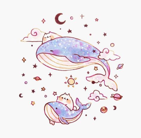 Whale Drawing, Images Kawaii, A Whale, Cute Doodles Drawings, Cute Kawaii Drawings, Cute Doodle Art, Dessin Adorable, Cute Easy Drawings, Cute Little Drawings