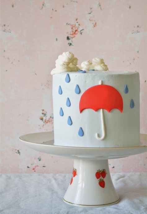 12 Adorable April Shower Desserts *Perfect* for Rainy Day Baking via Brit + Co Baby Shower Themes Neutral Spring, Spring Baby Shower Cake, Rainy Day Baking, Rain Cake, Gender Neutral Baby Shower Themes, Baby Shower Themes Neutral, Cloud Cake, Shower Desserts, Spring Baby Shower