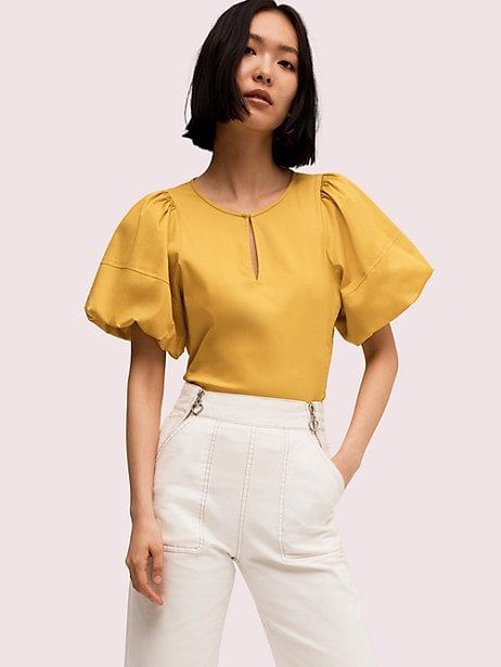 Kate Spade New York Puff-Sleeve Poplin Blouse Fashionable Tops, Poplin Blouse, Salwar Kamiz, Sleeves Designs For Dresses, Trendy Fashion Tops, Couture Mode, Popsugar Fashion, Designer Blouse, Ruffle Collar