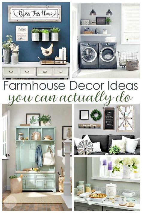 Farmhouse decor made easy with these ideas! Farmhouse style doesn't have to be pricey - you can get farmhouse design with these farmhouse kitchen ideas, farmhouse living room decor, farmhouse wall decor, and more farmhouse decor ideas. #sponsored #HomeDepotPartner #farmhouse #homedecor #farmhousestyle Vintage Farmhouse Interior, Country Modern Decor, Farm Kitchens, Nautical Farmhouse, Simple Farmhouse Decor, Bush House, Living Room Decor Farmhouse, Farmhouse Living Room Decor, Room Decor Farmhouse