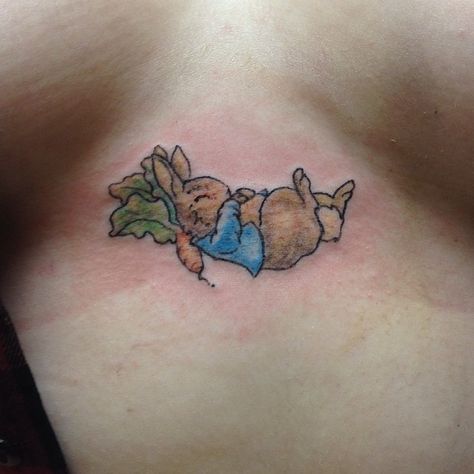 @cahhhly did this adorable Peter Rabbit tattoo the other day! #peterrabbit #peterrabbittattoo #ladytattooers #goodmojotattoos #beverlyma #matattoo #newenglandtattoo #rabbittattoo Peter Cottontail Tattoo, Small Bunny Tattoos, Beatrix Potter Tattoo, Peter Rabbit Tattoo, Peter Rabbit Tattoos, Cute Small Bunny, Easter Tattoo, Caterpillar Tattoo, Snoopy Tattoo