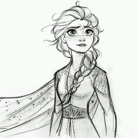 Elsa Drawing Sketches, Anna In Frozen, Frozen Sketch, Disney Tutorial, Elsa Sketch, Elsa Drawing, Disney Character Sketches, Elsa Frozen 2, Frozen Drawings