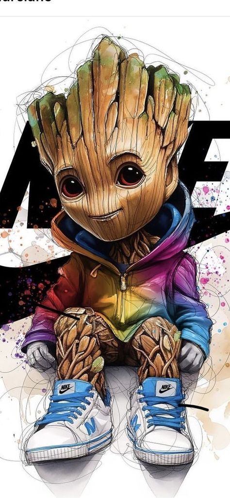 Baby Groot Drawing, Groot Tattoo, Groot Marvel, Animal Illustration Art, Swag Cartoon, Cartoon Character Pictures, Dope Cartoon Art, Baby Groot, Art Gallery Wallpaper