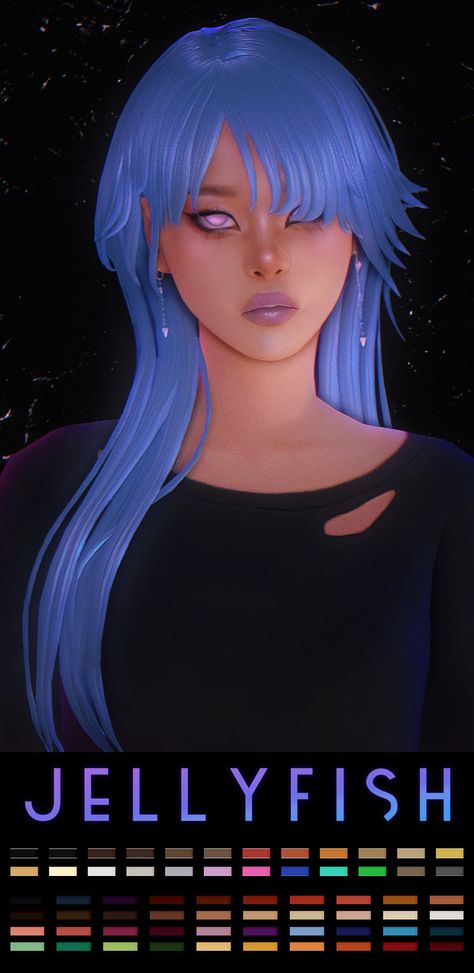 Jellyfish Hair, Sims 4 Nails, Sims 4 Anime, Pelo Sims, Free Sims, Sims 4 Characters, Sims4 Clothes, Sims 4 Collections, Sims Hair