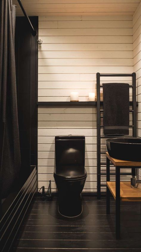 25+ Black Bathroom Ideas Black Themed Bathroom, Bathroom With Black Fixtures, Black Bathroom Fixtures, Black Bathroom Ideas, Black Faucets, Modern Black Bathroom, Black Subway Tiles, Dark Bathroom Ideas, Black Fixtures