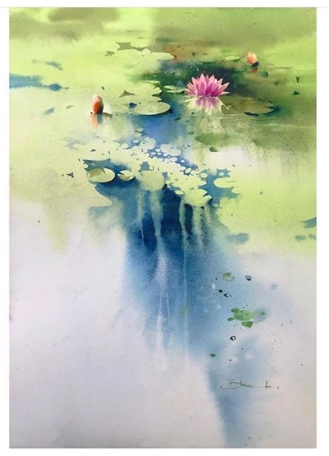 Pin by Bogusz Christian on flores in 2022 | Water lilies art, Art painting, Abstract art painting Water Lilies Art, Best Watercolor, Watercolor Art Landscape, Lily Painting, Watercolor Water, Learn Watercolor, Watercolour Inspiration, Art Water, Abstract Flower Painting