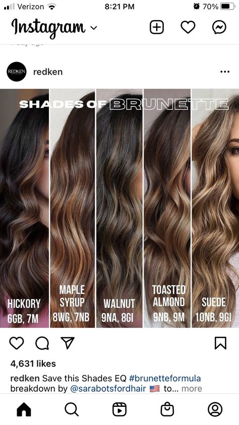 Level 6 Brown Hair, Haircuts Ideas For Women, Redken Hair Color, Brown Hair Shades, Highlights Balayage, Haircuts Ideas, Redken Hair Products, Hair Toner, Hair Color Formulas