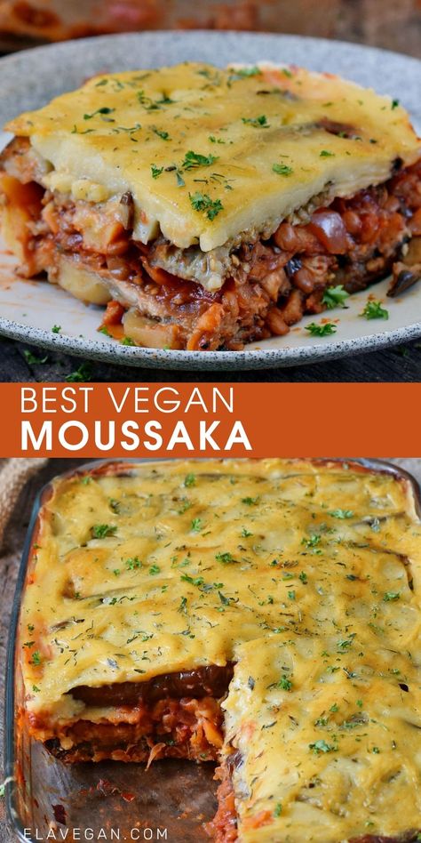 Quebec Food, Sour Recipes, Vegan Greek Recipes, Ella Vegan, Lentil Ragu, Vegan Moussaka, Eggplant Casserole, Greek Recipe, Vegan Greek