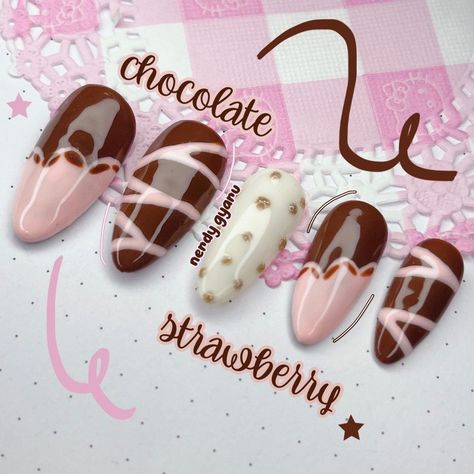 Strawberry Nail, Pretty Gel Nails, Really Cute Nails, Chocolate Drizzle, Chocolate Strawberry, Nail Plate, Kawaii Nails, Dream Nails, Mock Ups