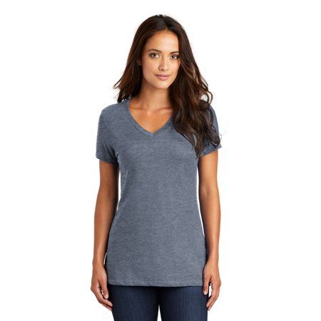 District Women's Perfect Weight V-Neck Tee. DM1170L Is a great choice The perfect v-neck tee for a polished look. | 4.3-ounce, 100% combed ring spun cotton, 32 singles 1x1 rib knit neck Shoulder to shoulder taping Please note: This product is transitioning from woven labels to tear-away labels. Your order may contain a combination of both labels. this fabric will keep you comfy, you feel likes cozy and trendy. Size: M.  Color: Blue.  Gender: unisex.  Age Group: adult. Woven Labels, Family Outfits, Polished Look, Neck Shirt, V Neck Tee, V Neck Tops, Combed Cotton, Rib Knit, Short Sleeve Tee