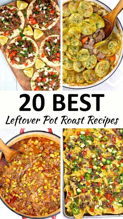 Leftover pot roast recipes pin. Pot Roast Dinner Ideas Meals, Dinners With Roast, What To Make With Leftover Shredded Beef, Ideas For Leftover Pot Roast, Uses For Leftover Pot Roast, Recipes Using Leftover Pot Roast, What To Make With Leftover Roast, What To Do With Leftover Roast, Leftover Pot Roast Recipe