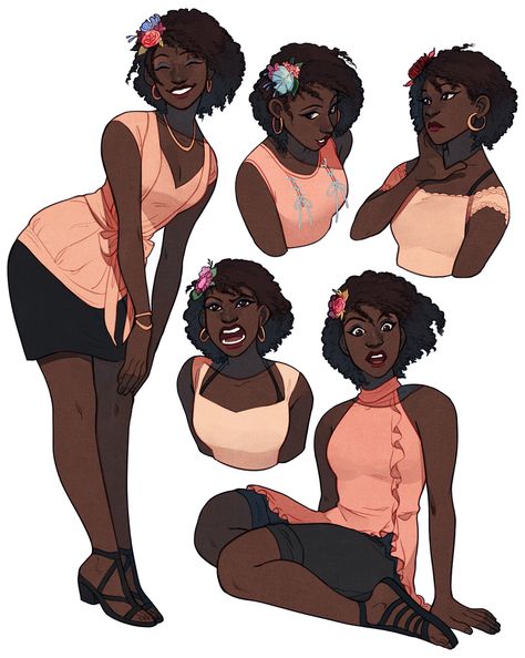 Commishzone55 by sandflake-adoptables Drawing Tips, Comic Sketch, Comics Illustration, Different Poses, Poses References, Female Character Design, Black Women Art, Character Design References, Character Creation