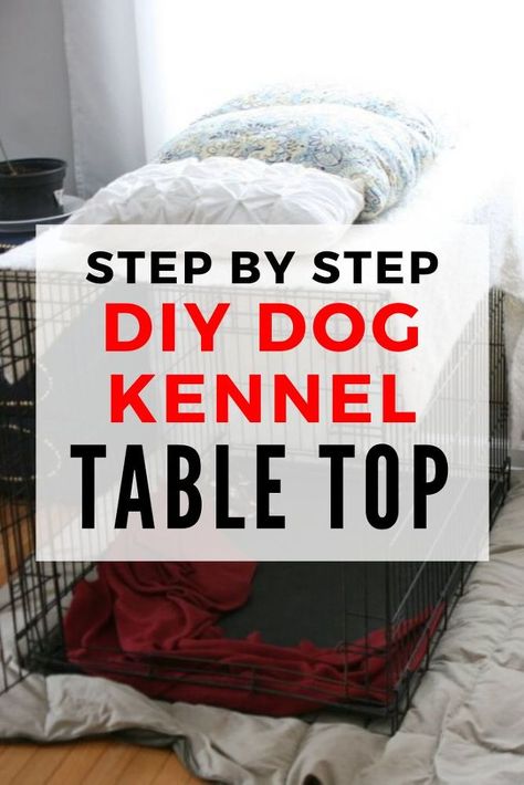 Dog Kennel Table Top, Diy Kennel, Dog Kennel Table, Kennel Table, Dog Kennel End Table, Indoor Dog Kennel, Dog Kennel Designs, Chalk Paint Makeover, Puppy Kennel