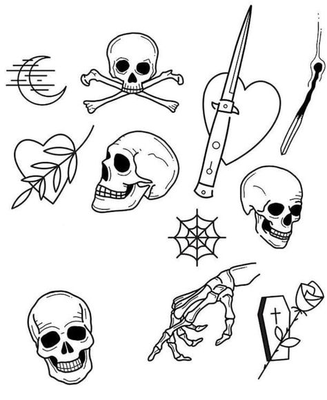 Small Horror Flash Tattoo, Small Tattoos Skull, Friday 13th Tattoo Flash, Horror Flash Tattoo, Horror Tattoo Flash, Dark Flash Tattoo, Friday The 13th Tattoo Flash, Small Skull Tattoo, Friday The 13th Tattoo