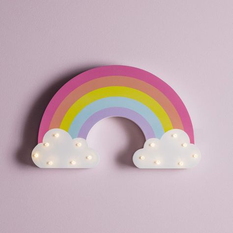 Sunshine On A Rainy Day, Bedroom Rainbow, Rainbow Wall Decor, Childrens Lighting, Rainbow Room, Wooden Rainbow, Fluffy Clouds, Rainbow Light, Rainbow Aesthetic