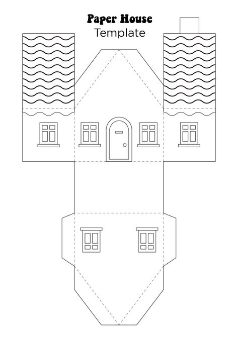 Printable Paper House Template Molde, 3d Paper House Template, 3d Paper Houses, Diamond Template, Templat Kotak, Paper House Template, Gingerbread House Template, Box Template Printable, 3d Templates