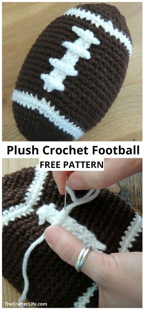 Crochet Unique Patterns, Free Football Crochet Patterns, Crochet Sports Balls, Football Crochet Pattern Free, Crochet Baseball Pattern, Crochet Football Pattern Free, Crochet Ball Free Pattern, Crochet Gifts For Boys, Crochet Squishy