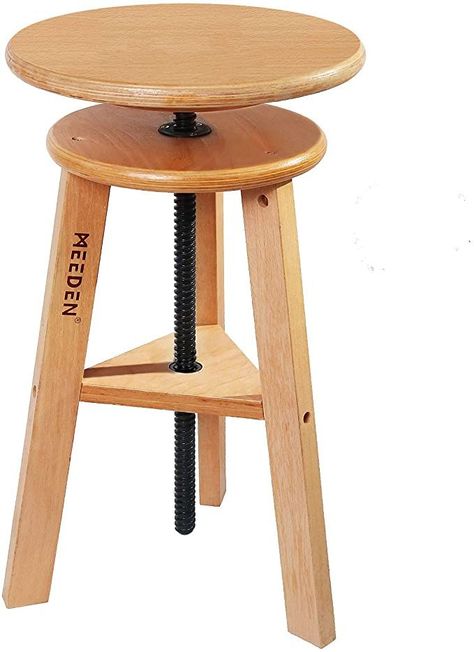 MEEDEN Wooded Drafting Stool with Adjustable Height,Artist Stool,Wood Bar Stool,Kitchen Stool,Office Studio Stool, Perfect for Artists Studio,Home Use,Kitchen,Bars Artist Stool, Wood Drafting Table, Desk Stool, Painted Stools, Drawing Desk, Kursi Bar, Drafting Chair, Drafting Table, Into The Wood