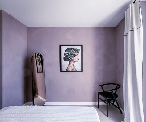 Lilac Grey Paint, Purple Limewash, Light Purple Wall, Room Color Design, Lilac Room, Lime Wash Walls, Limewash Walls, Lavender Walls, Lime Wash