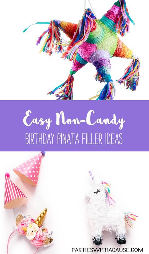 Easy Non-Candy birthday piñata filler ideas! Check out this list of 30+ birthday party approved ideas for your next fiesta at Partieswithacause.com. #pinata #healthypinata #partypinata #kidbirthday Pinata Filler Ideas, Piñata Filler Ideas, Egg Pinata, 30 Birthday Party, Piñata Party, Parties Themes, Filler Ideas, Birthday Pinata, Pinata Fillers