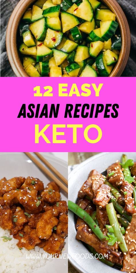 12 Easy Keto Asian Recipes to help with weight loss. Low Carb recipes to help stay in ketosis and lose weight whilst on a ketogenic diet. Which will be your new favorite? Keto Asian Recipes, Keto Chinese Food, Breakfast Low Carb, Easy Asian Recipes, Easy Asian, Diet Breakfast Recipes, Ketogenic Diet Meal Plan, Recipes Keto, Keto Meals