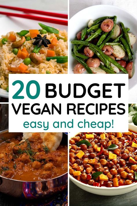 Easy Cheap Vegan Recipes, Budget Friendly Vegan Meals, Budget Vegetarian Recipes, Vegan Recipes On A Budget, Low Budget Vegan Meals, Low Budget Vegetarian Meals, Cheap Vegetarian Crockpot Meals, Cheap Vegan Meals Budget, Healthy Cheap Vegan Meals