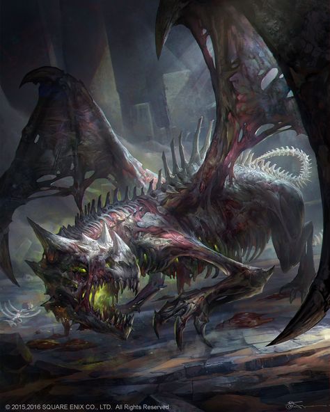 ArtStation - Zombie Dragon, jeremy chong Lich Dragon, Zombie Dragon, Mobius Final Fantasy, Monster Ideas, Creature Fantasy, Zombie Art, Heroic Fantasy, Final Fantasy Art, Fantasy Beasts