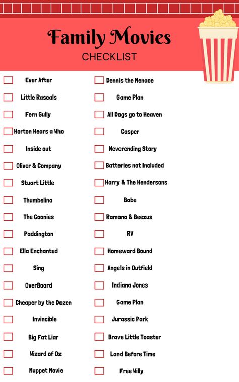 Classic Movie Checklist, Movie Night Checklist, Movie Night List Film, Family Movie Night Printables Free, Best Movies For Family Movie Night, Movie Night List, Night Checklist, Free Willy Movie, Movie Checklist