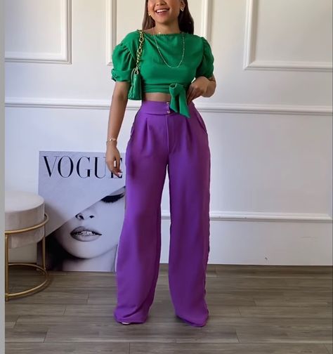 Purple Pants Outfit Aesthetic, Dark Purple Pants Outfit, Mother Outfits Casual, Purple Pants Outfit, Flamboyant Style, Outfit Aesthetic Summer, Black Fashion Designers, Pants Outfit Aesthetic, Colour Blocking Fashion