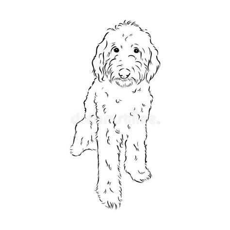 Goldendoodle Line Drawing, Labradoodle Drawing Easy, Sheepadoodle Tattoo, Cockapoo Drawing Simple, Dog Stencil Tattoo, Labradoodle Embroidery, Golden Doodle Outline, Goldendoodle Tattoo Outline, Goldendoodle Outline