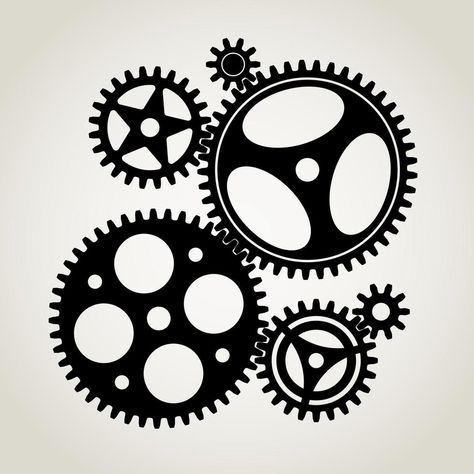 Stencil Decor, Mechanical Gears, Gear Art, Victorian Steampunk, Black Silhouette, Cricut Machine, Steam Punk, Vector Art, Steam