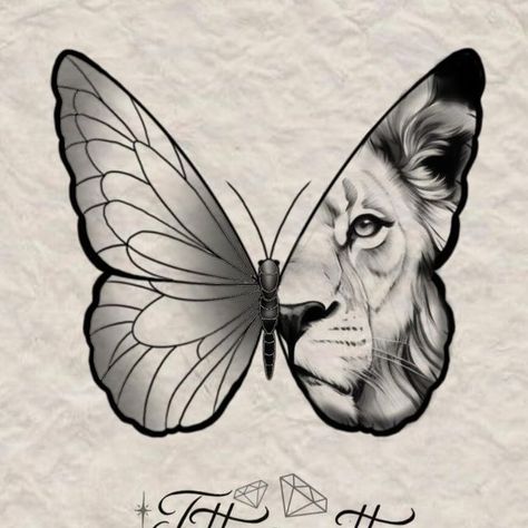 Lioness With Butterfly Tattoo, Butterfly And Lion Tattoo, Small Lion Tattoo For Women, Lion Butterfly, Small Lion Tattoo, F Tattoo, Borboleta Tattoo, Jack Tattoo, Butterfly Tattoos For Women