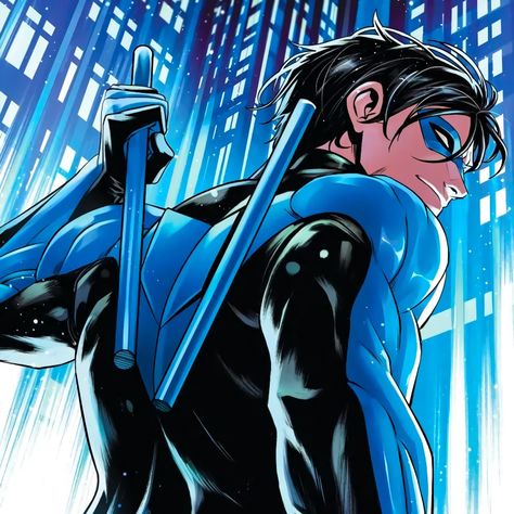 Nightwing, A Man, Batman, Blue, Black